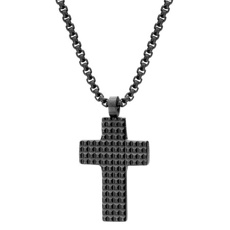 Naszyjnik męski stalowy krzyż czarny