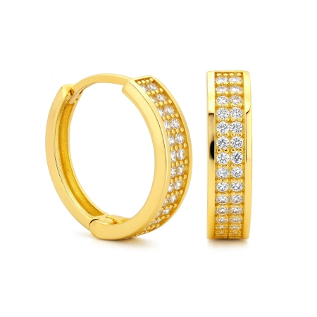 Złote kolczyki kółka z cyrkoniami