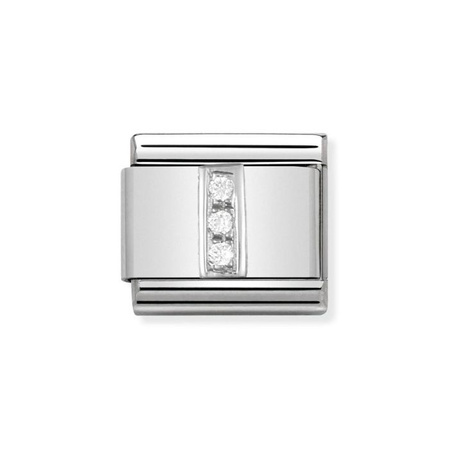 Element link do bransoletek Nomination Composable Stal + Srebro 925 i cyrkonie litera I