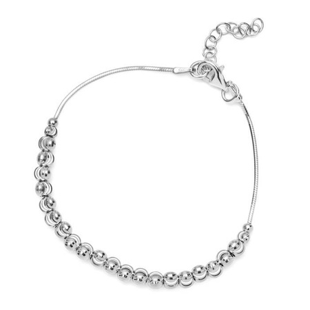 Bransoletka srebrna kulki srebrne diamentowane