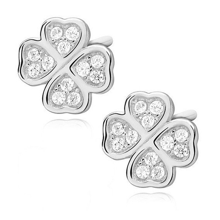 Srebrne kolczyki czterolistne koniczynki