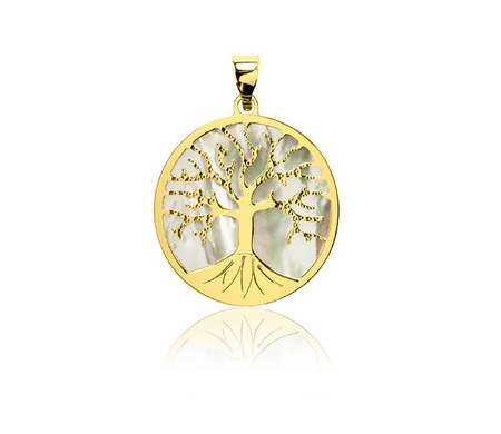 Złota zawieszka drzewko życia z masa perłową