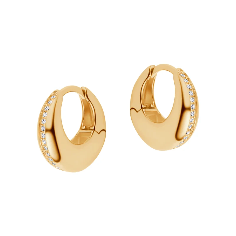 Kolczyki pozłacane kółka szerokie z cyrkoniami