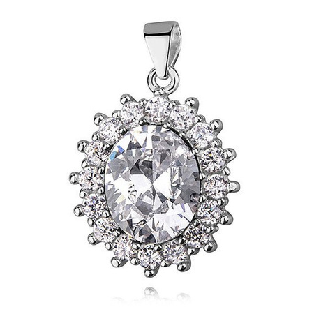 Srebrna zawieszka z bezbarwnymi cyrkoniami