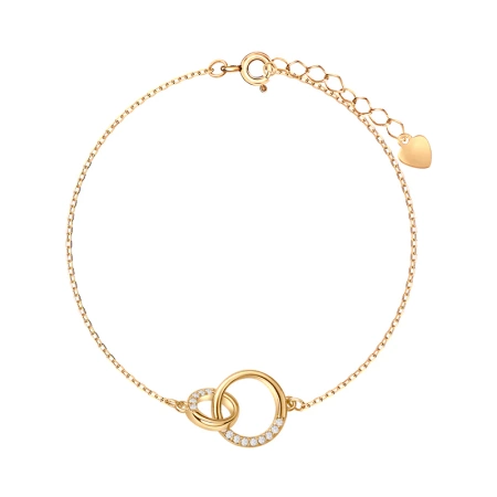 Bransoletka srebrna pozłacana kółka z cyrkoniami