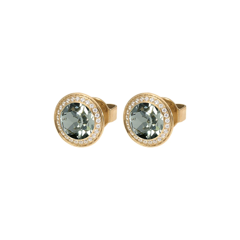 Kolczyki Qudo Tondo 9mm stal pozłacana Black Diamond