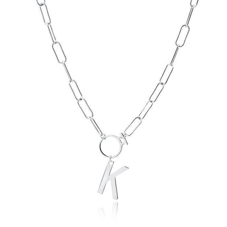 Naszyjnik srebrny łańcuch litera K