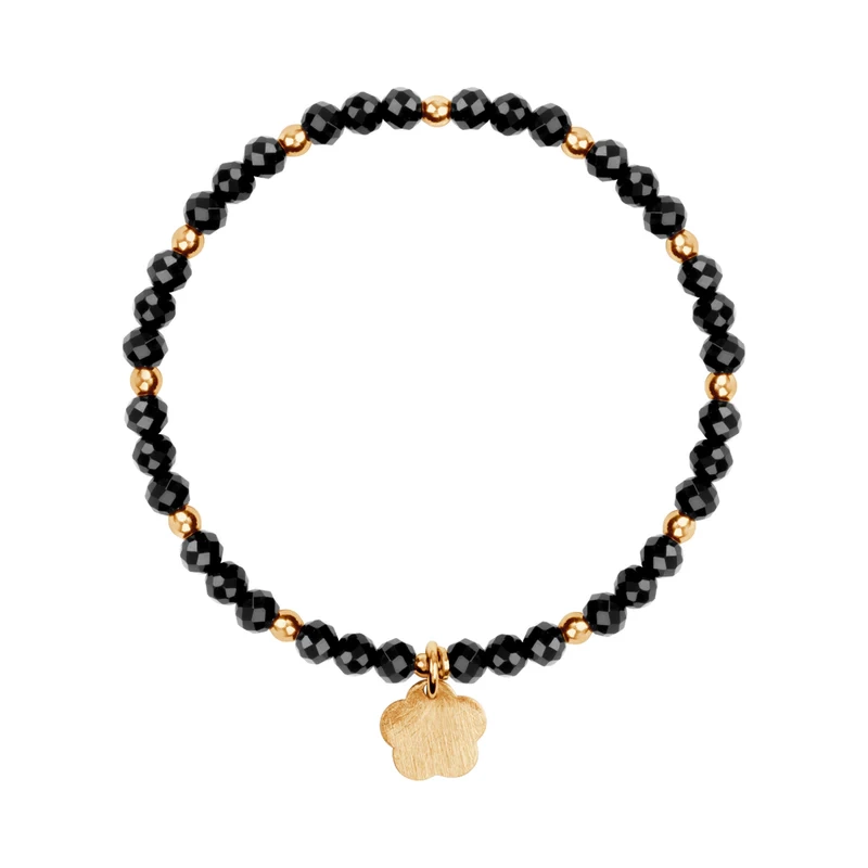 Bransoletka pozłacana z onyksem