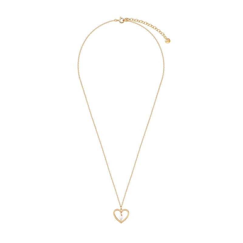 Naszyjnik pozłacany serce z perełką
