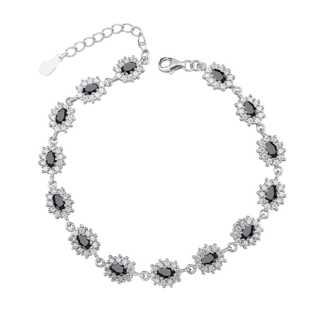 Srebrna bransoletka z czarnymi cyrkoniami