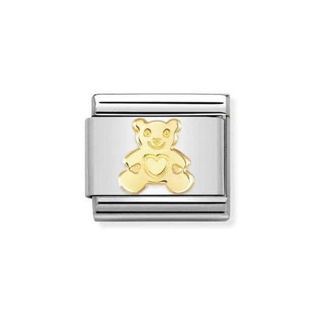 Element link do bransoletek Nomination Composable Stal + Złoto 18k miś