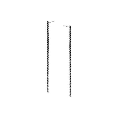 Kolczyki srebrne długie wiszące z czarnymi cyrkoniami