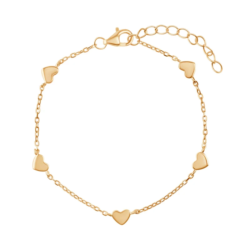 Bransoletka pozłacana z serduszkami