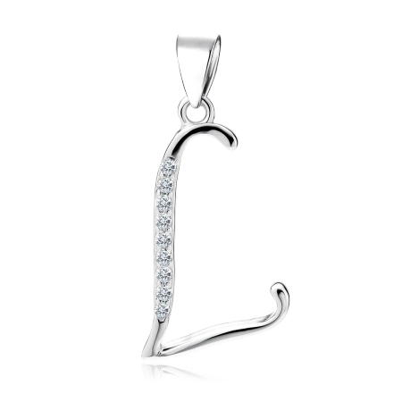 Zawieszka srebrna litera L z cyrkoniami