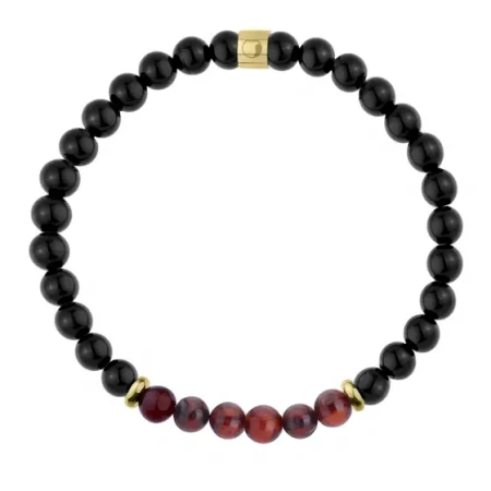 Bransoletka ze stali szlachetnej z byrsztynem i czarnym turmalinem
