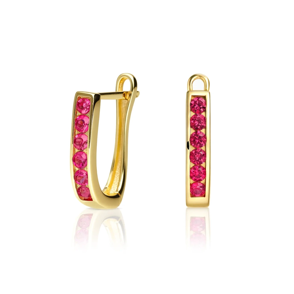 Kolczyki pozłacane z różowymi cyrkoniami