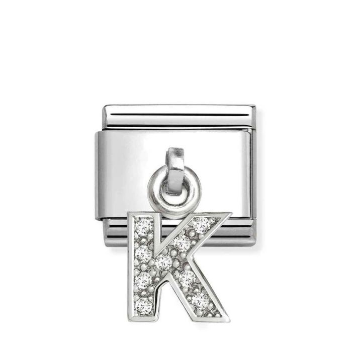 Element link do bransoletek Nomination Composable Stal + Srebro 925 litera K z cyrkoniami