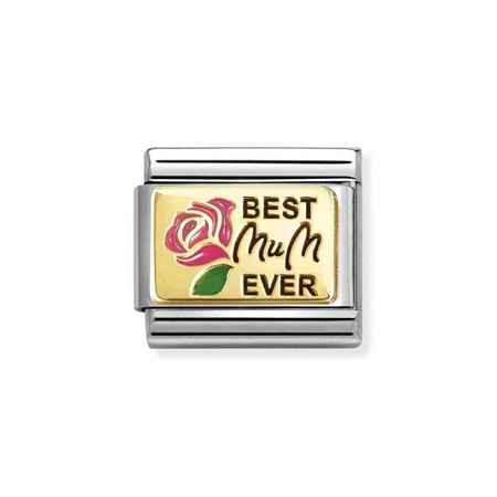 Element link do bransoletek Nomination Composable Stal + złoto 18k Best Mum Ever