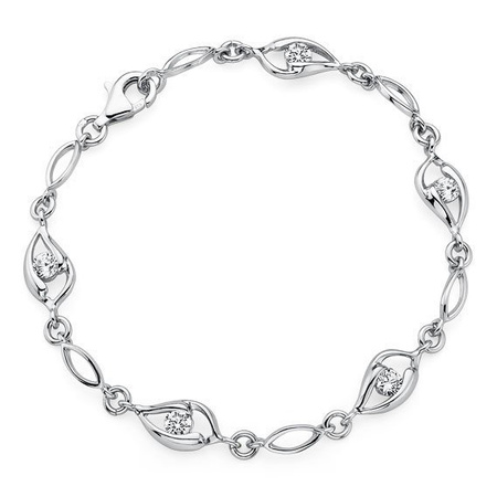 Srebrna bransoletka elementy z cyrkoniami