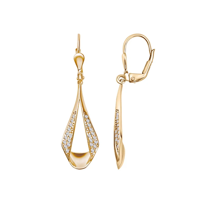 Kolczyki pozłacane  wiszące z cyrkoniami