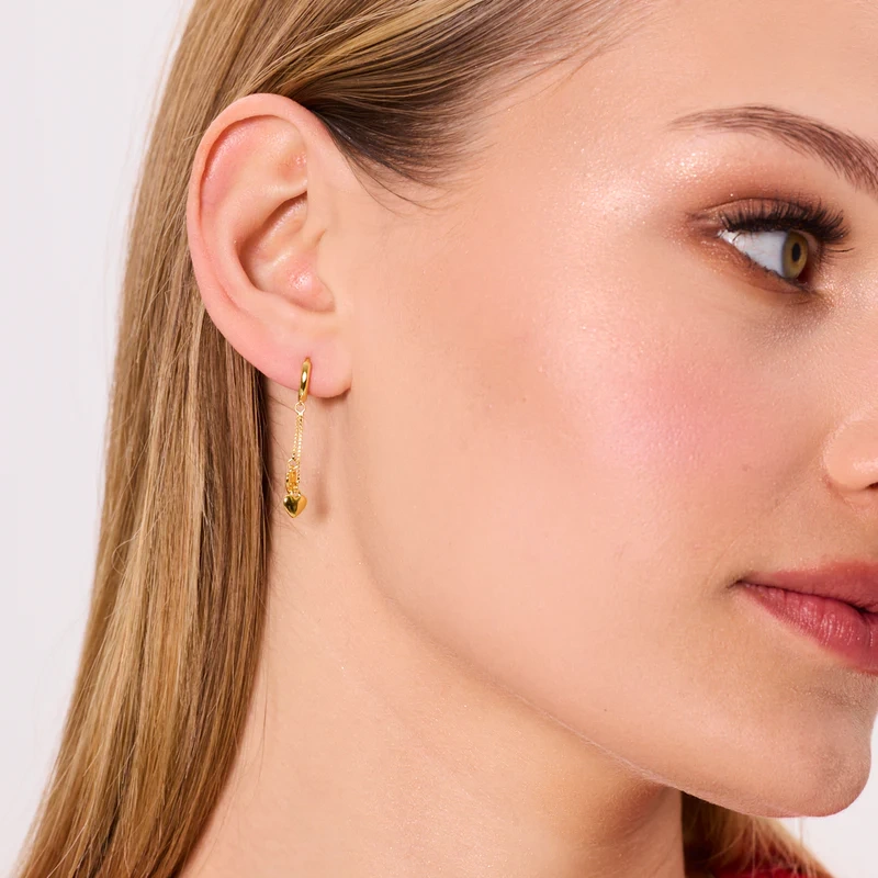 Kolczyki pozłacane wiszące serduszka