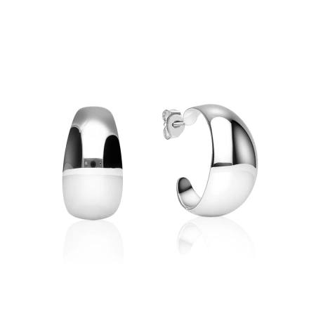 Kolczyki srebrne duże szerokie  półkola