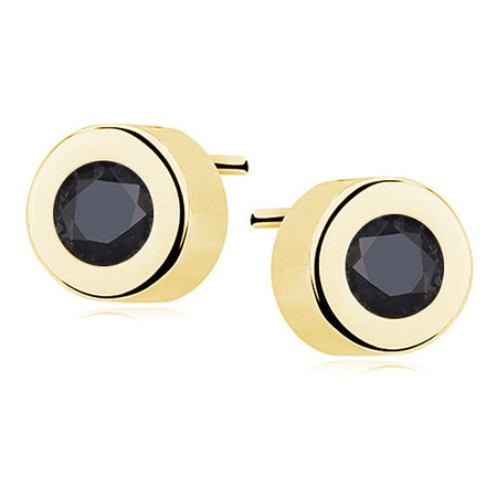 Kolczyki pozłacane z czarną cyrkonią