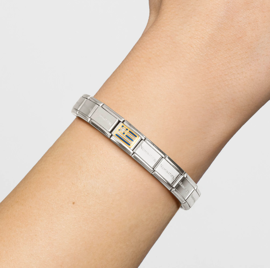  Element link do bransoletek Nomination Composable Stal + Złoto 18k Flaga Grecji