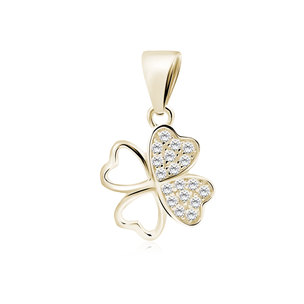 Pozłacana zawieszka koniczynka z cyrkoniami