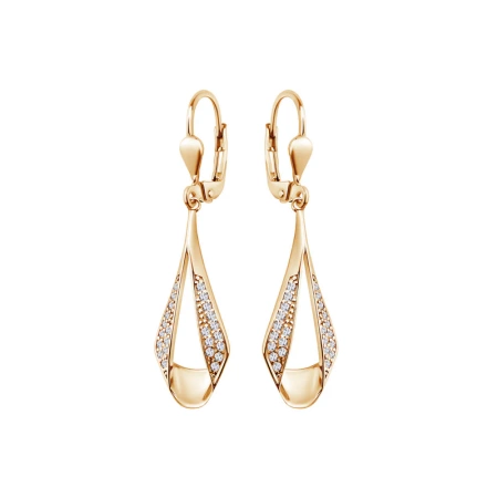 Kolczyki pozłacane  wiszące z cyrkoniami
