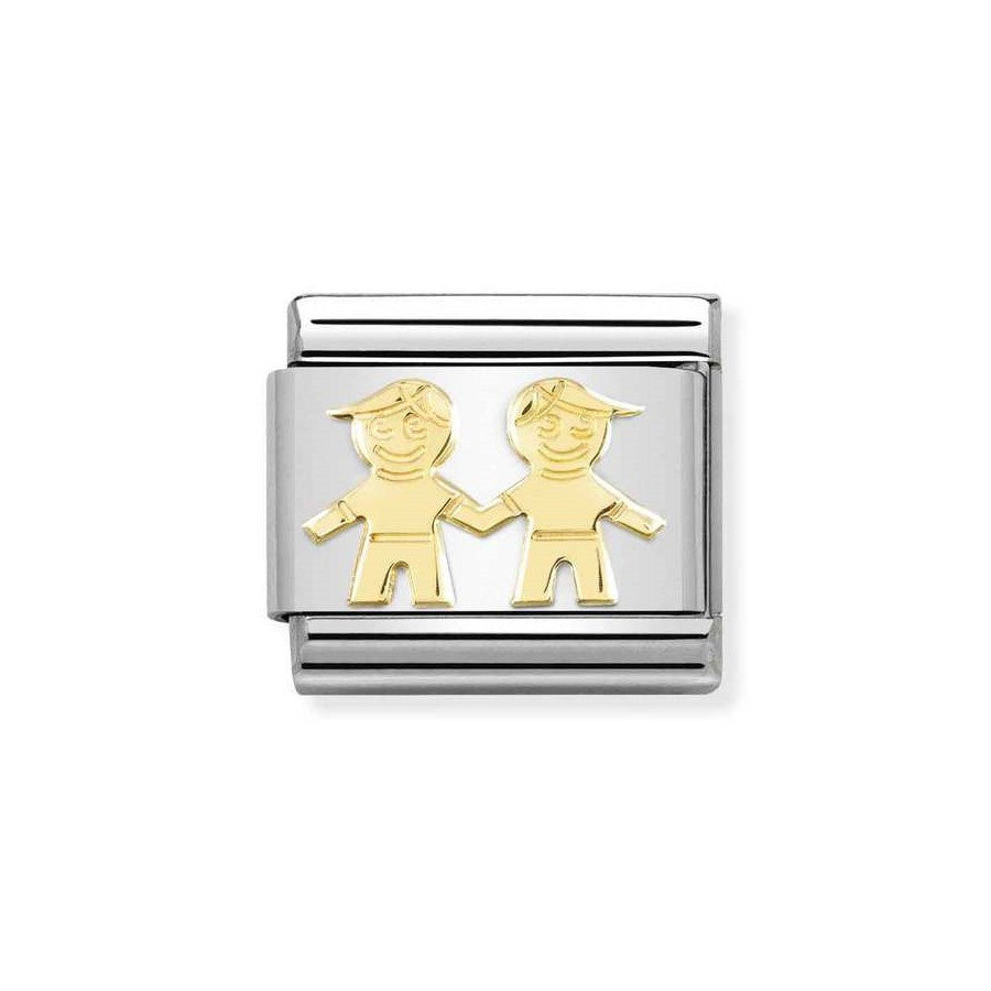 Element link do bransoletek Nomination Composable Stal + Złoto 18k chłopcy bracia