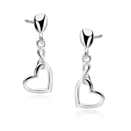 Srebrne kolczyki z serduszkami wiszące