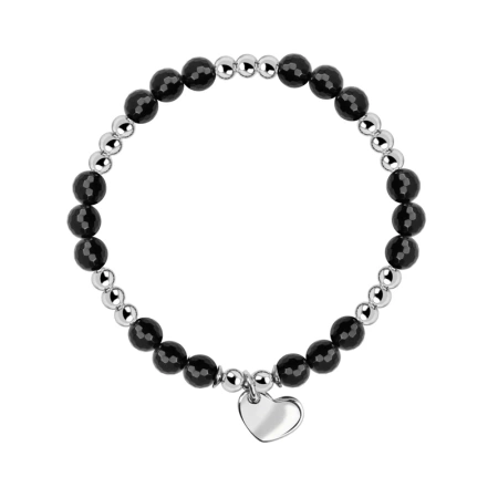 Bransoletka srebrna z onyksem i hematytem