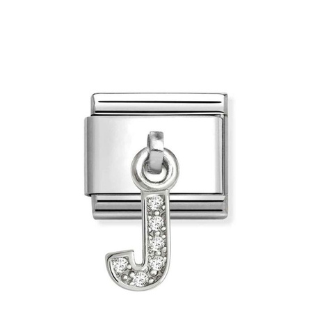 Element link do bransoletek Nomination Composable Stal + Srebro 925 litera J z cyrkoniami