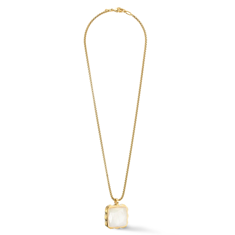 Naszyjnik Amulet Kolce Kwadratowy Jadeit złoto-biały