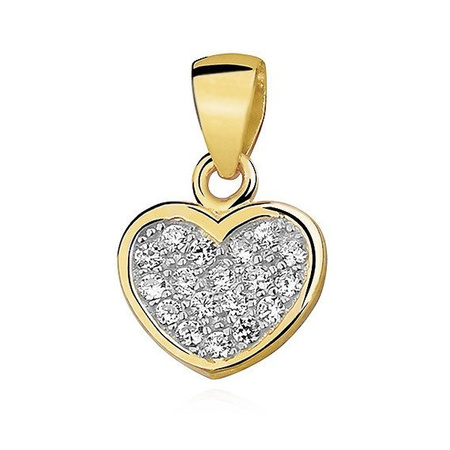 Srebrna pozłacana zawieszka serce z cyrkoniami