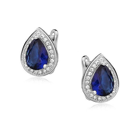 Srebrne kolczyki łezki z szafirową cyrkonią