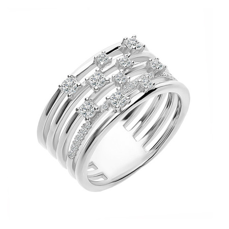 Srebrny pierścionek z cyrkoniami ażurowy