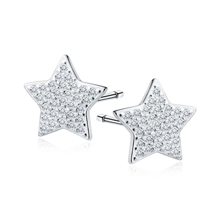 Kolczyki srebrne duże gwiazdki z cyrkoniami