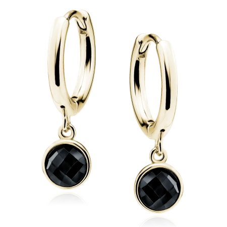 Kolczyki pozłacane wiszące z czarnymi cyrkoniami