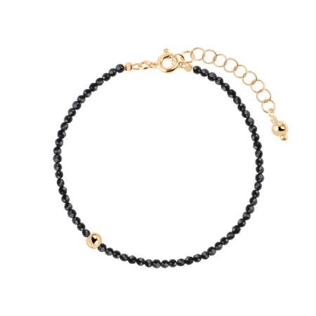 Bransoletka srebrna pozłacana z onyksem