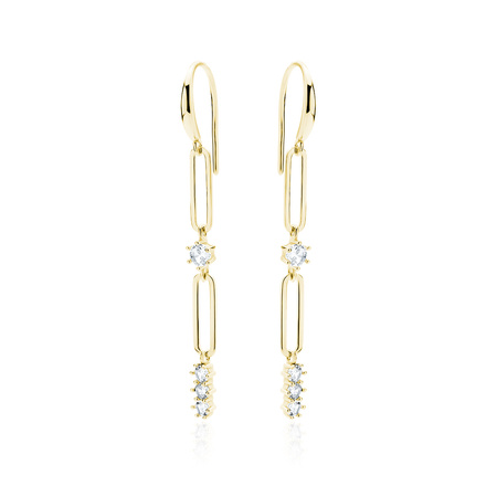 Kolczyki wiszące srebrne pozłacane z cyrkoniami