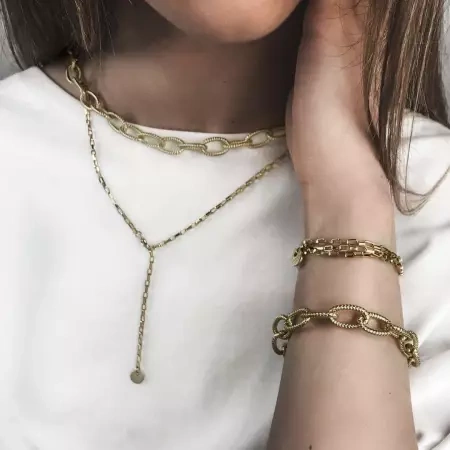 Bransoletka stalowa z dużych elementów