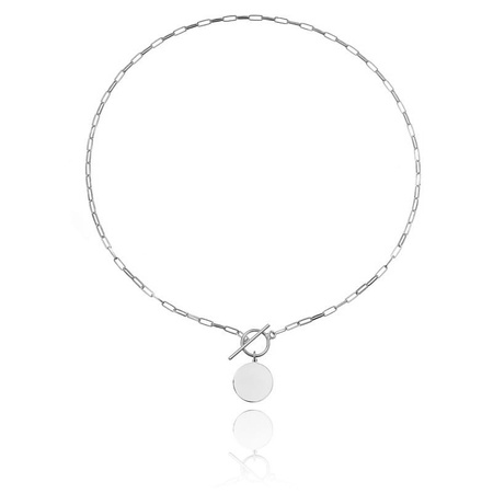 Naszyjnik srebrny łańcuszek kółko blaszka