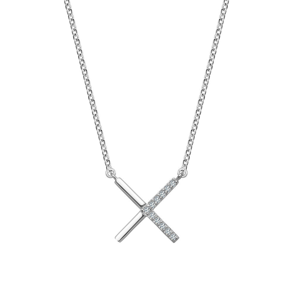 Naszyjnik srebrny X z cyrkoniami
