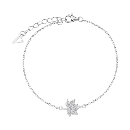 Bransoletka srebrna liść cyrkonie