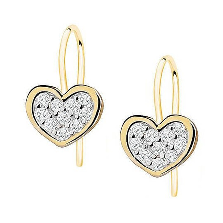 Srebrne pozłacane kolczyki serduszka z cyrkoniami