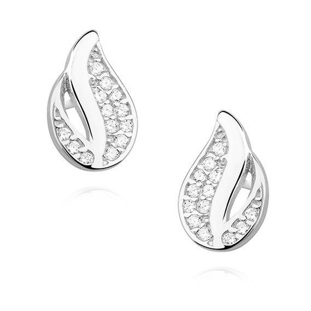 Srebrne, małe kolczyki płomienie z cyrkoniami