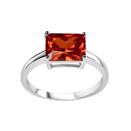 Pierścionek srebrny z pomarańczową cyrkonią