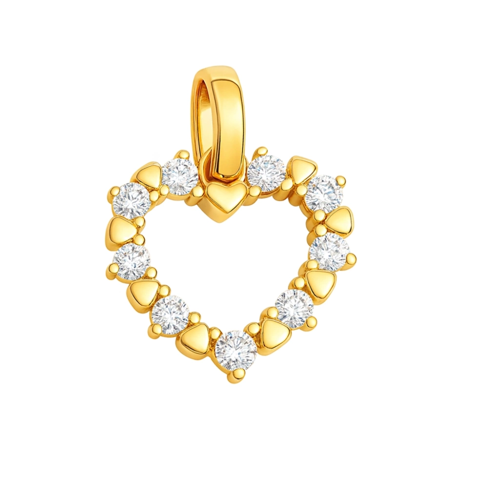 Zawieszka złota serce cyrkonie